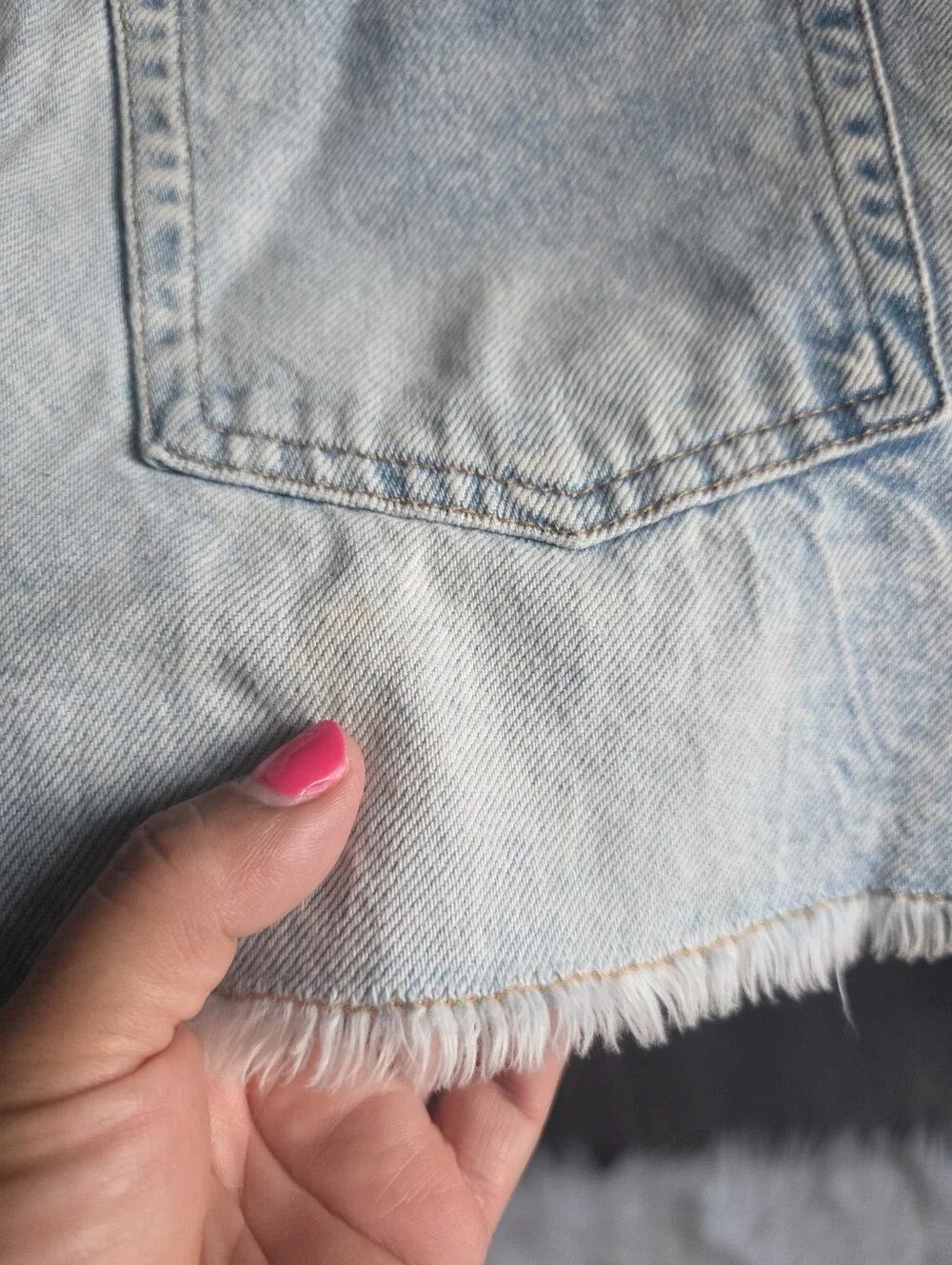 Alice + Olivia Washed Light Blue Distressed Denim Cutoff Shorts